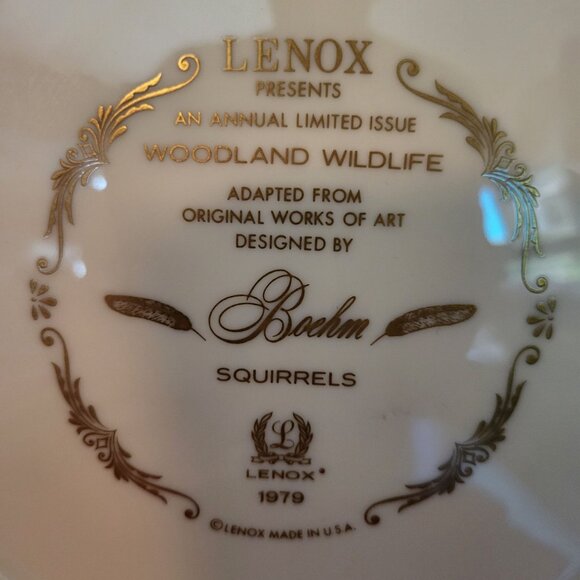 VTG Lenox Woodland Wildlife Boehm Squirrels 1979 Collectible Plate - Picture 4 of 11